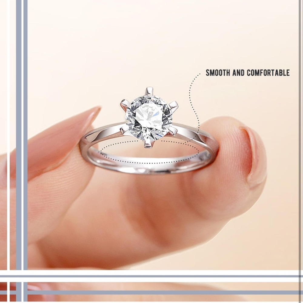1 Carat D Color VVS1 Clarity Moissanite Rings Round Cut Moissanite Gold Plated - Picture 7 of 7